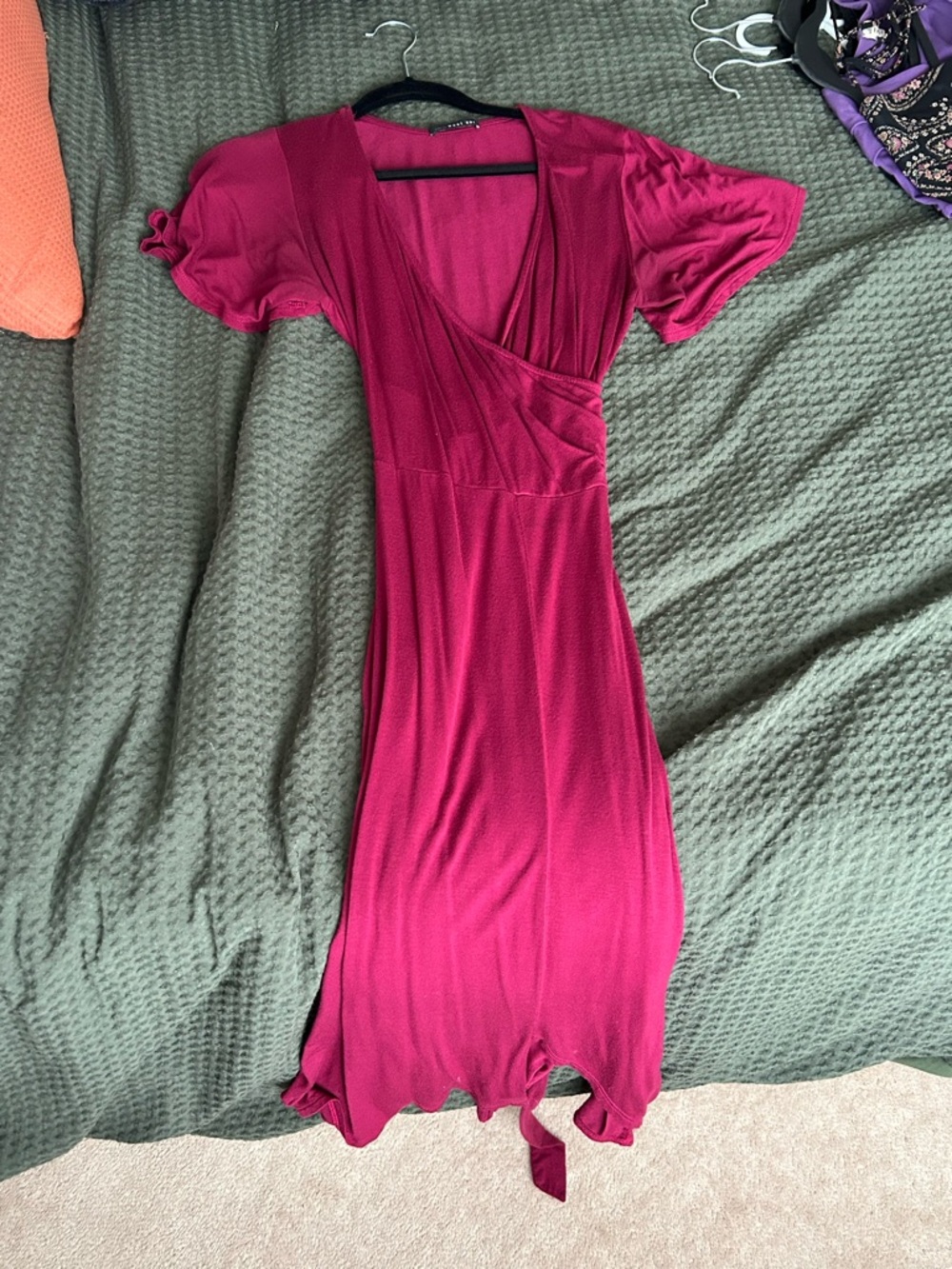 Fuchsia Wrap-Style Midi Dress